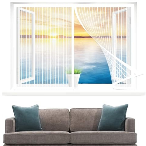 Zanzariera per Finestra 70 x 100 cm, Zanzariera a Maglie, Chiusura Automatica per Tutte Le Taglie Finestra O Porte, Bianco