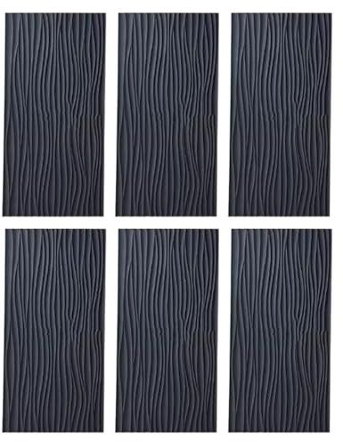 3D Wave Wall Panels PU Paneling, Interior Wall Decor Covering Panels, Pack of 6 Paintable Accent Wall, Bedroom Home Decoration, 46 Sq Ft Coverage(Black)