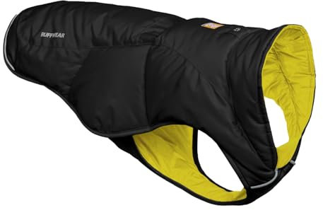 Ruffwear Quinzee X-Small Hunde-Regenjacke, isolierter Allwetter-Hundemantel, Wasserabweisende Hundejacke, leichte Hundeweste und Tragetasche, Größe XS, Obsidianschwarz