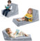 MeMoreCool Kindersofa Ausziehbares Schlafsessel, Sitzsack für Kinderzimmer, Lounge Stuhl Faltbarer Boden Lounger, 3-in-1 Klappstuhl für Kinder, Liegestuhl für Kleinkinder 1-3 Jahre, Grau Stern
