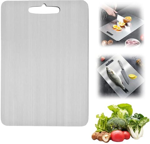 Ayizhiniu Titanium Cutting Board, Doble Cara Tabla de Cortar de Titanio, Tabla de Cortar Cocina Titanio, Tabla Cortar Acero Inoxidable, Aplicable a Ayudante Cortar Verduras Cocina