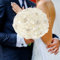 M METERXITY Brautsträuße für die Braut, künstlicher Rosenstrauß für Hochzeit/Braut/Brautjungfer, Wurfsträuße runder Brautstrauß [Cremeweiß]