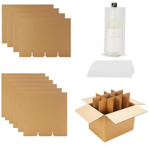 2 Sets Glass Divider Kits for Moving Boxes,Glassware Dish Packing Boxes with 24 Foam Pouches for Glasses Wine Glass Packing Boxes for Moving Fits in 16x12x12 Inch Box (Box Not Included)