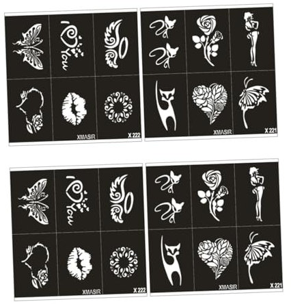 SEWACC 4 Blatt Tiger Karten Handschablonen Körperkunst Schablonen Arm Schablonen Aushöhlungsschablonen Für Glitzer Tattoos Schablonen Für Airbrush Vorlagen Drachen Schablonen