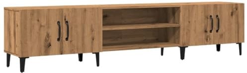 vidaXL TV Schrank, Fernsehschrank mit Stauraum Metallfüße, Fernsehtisch für Wohnzimmer, Lowboard TV Möbel, Artisan-Eiche Holzwerkstoff
