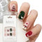 Christmas False Nails - Red & White Green Tree Heart Snowman Designs, Press On with Glue - French Stick for Women's Nail Art Decoration Accessories
