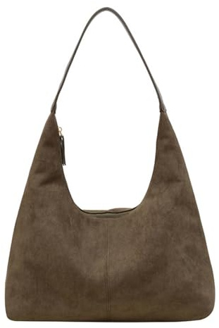 Slouchy Wildleder-Schultertaschen für Damen, Unterarmtasche, Damen-Tragetasche, Arbeits-Geldbörsen, Halbmondtasche, Wildleder-Handtasche, Reisen, Winter, Herbst