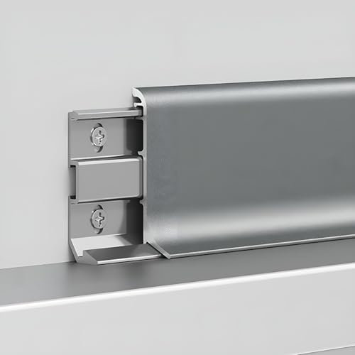 Raouoae Aluminium Fußleisten 125 cm * 2 Stück Küchenabschlussleiste Elegante Sockelleisten Für Einen Modernen Look Für Küche Kleiderschrank Badezimmer Garage(Grau,Höhe: 40mm)