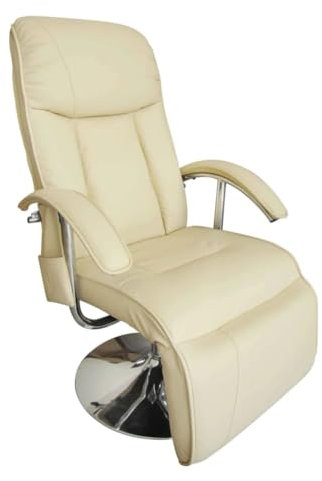 Homgoday Massagesessel Cremeweiß Kunstleder Fernsehsessel Sessel Verstellbar Massagesessel Ruhesessel Moderner Relaxsessel TV Sessel für Wohnzimmer