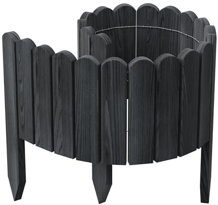 be4nature Rollzaun aus Kiefernholz 100 x 30 cm Grau imprägnierte Beeteinfassung Flexibler Rollborder Holzzaun Rasenkante Gartenzaun Umzäunung für Garten Gartenpalisade