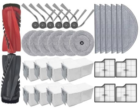 JOSYOG Saros 10 Replacement Dual Main Brush/Side Brushes/Mop Pads/Dust Bags for Roborock Saros 10 Robot Vacuum Cleaner Accessories Parts (Set 3)