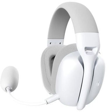 ATTACK SHARK L80PRO Cuffie da Gaming Wireless, Microfoni Doppi Regolabili, Suono Surround 3D, 20ms di Bassa Latenza, Driver da 40mm, 3 Modalità (2.4G/Bluetooth/Cablato) per PC/PS/Phone-Bianco