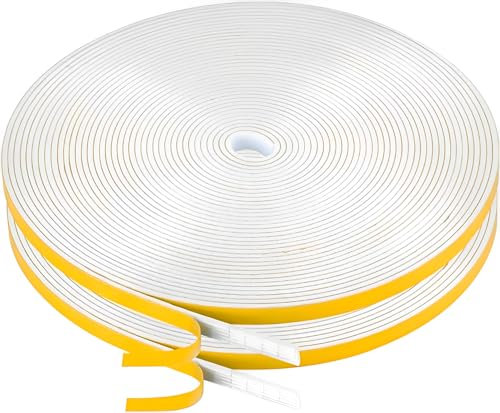 Dichtungsband Selbstklebendes für Türen Fensterdichtung, Geschlossenzelliges Moosgummi mit hoher Dichte, für Kollision Siegel Schalldämmung Wasserdichter Staubdicht (Weiß, 6mm x 1.5mm x 20M)