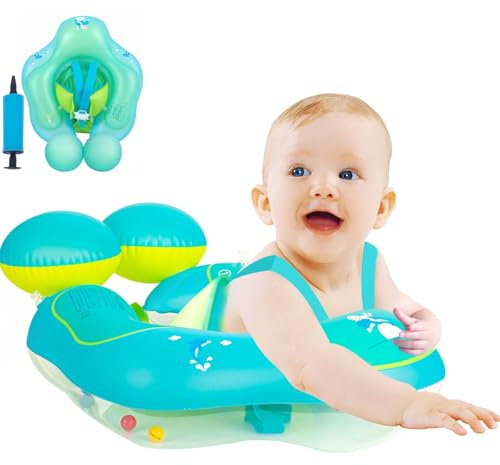 Galleggiante gonfiabile per bambini, 0-6 mesi, con seggiolino di sicurezza, 6-12 mesi, galleggiante da nuoto per neonati con anello di nuoto per bambini da 6 a 12 a 36 mesi
