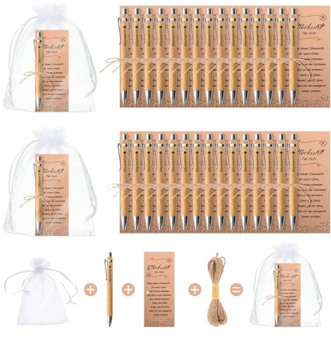 GADITIEK 30 Sets Gastgeschenke Hochzeit Holz Kugelschreiber Geschenke für Kollegen Dankeschön Glücksstift Gastgeschenke Geburtstag Geschenkset für Hochzeit Kommunion Taufe Geburtstag Geschenk