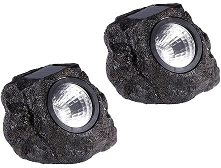 Holibanna 2 Stück Steinlampe Solar- Solarlaterne Für Den Garten Solarleuchten Im Freien Wasserdicht Solarleuchten Für Den Außenbereich Sonnenlicht Für Außen Black