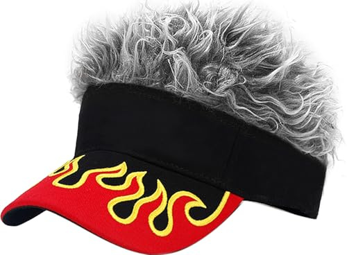 YeeHeen Mens Visor Cap Wig Spiked Adjustable Baseball Cap Sun Hats with Fake Hair