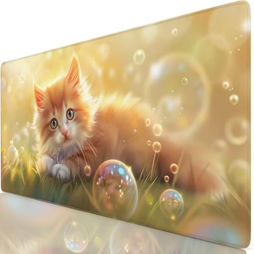 Tapis de Souris XXL 100x50cm, Fantaisie Tapis de Souris Gaming, sous Main Bureau Gaming Chat Mouse Pad avec Coutures sur Les Bords, Antidérapant Mouse Pad Accessoire Bureau pour Gamer, Maison Y8-120