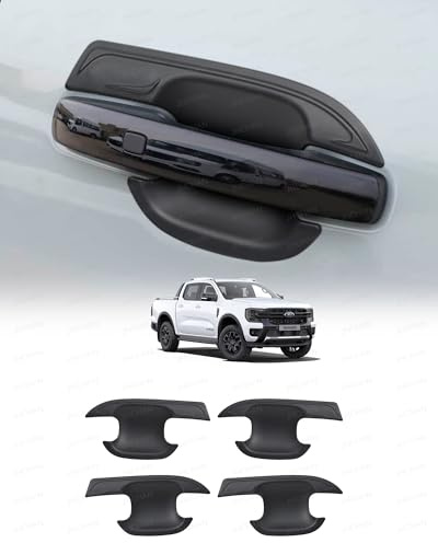 JHCHAN Door Handle Cup Cover for Ford Ranger Accessories - 2023-2026 | Wildtrak Raptor XLT XL Stormtrak Tremor Platinum MSRT Exterior Car Door Handle Bowl Protector Scratch Guard 4PCS
