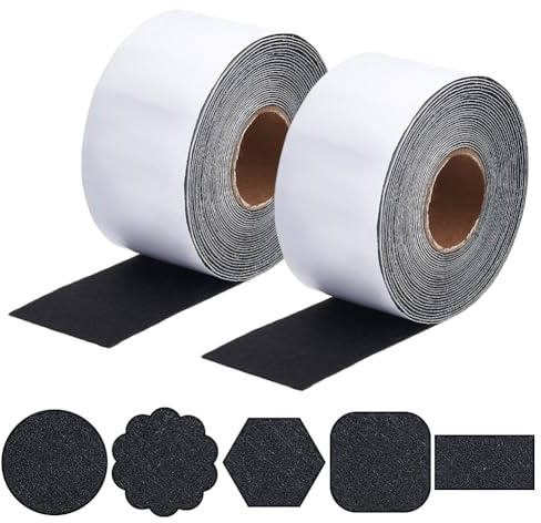 NBEADS 2 Rolle 12m Selbstklebendes Filzband, 5cm Breiter Schwarzer Selbstklebender Filzstreifen Mit Rutschfester Rückseite Ideal als Möbelgleiter Zum Schutz von Hartholzböden Stühlen Wänden, 1mm Dick
