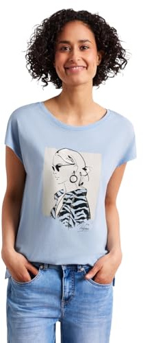 Street One Dropped Shoulder Shirt mit Print Calm Blue 38