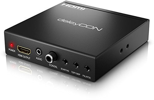 deleyCON SCART zu HDMI Konverter mit Audio Extractor SCART + HDMI Eingang auf HDMI Ausgang Koaxial + 3,5mm Audio Ausgang SCART auf HDMI
