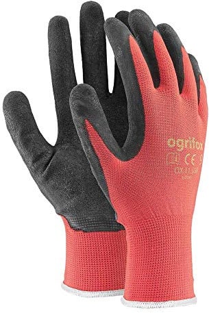 Ogrifox OX-Lateks_Cb9 Protective Gloves, Ox.11.558 Lateks, Red-Black, 9 Size, Pack of 12