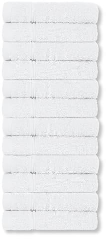 A & B TRADERS Pack of 12 Face Cloths Washcloths Extra Absorbent Cotton Luxury Plain Flannels 500 GSM 30 x 30 cm Gym Spa Sports White