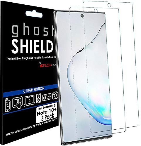 TECHGEAR [Pack of 3 Screen Protectors fit Samsung Galaxy Note 10 Plus [ghostSHIELD Edition] Reinforced TPU film Screen Protector Guard Covers [FULL Screen Coverage] Curved Screen Area