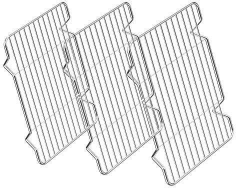 Zacfton Edelstahl-Kühlgitter, 3er-Set, 21,6 x 15,7 x 1,3 cm (L x B x H), Drahtgitter zum Kochen, Backen, Braten, Grillen, spülmaschinenfest