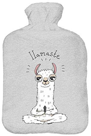 Wärmflasche mit Pullover Bezug 2 Liter Bettflasche mit schönen Fleece-Druck Bezug Gummi Wärmflasche mit Deckel Lamaste [092]