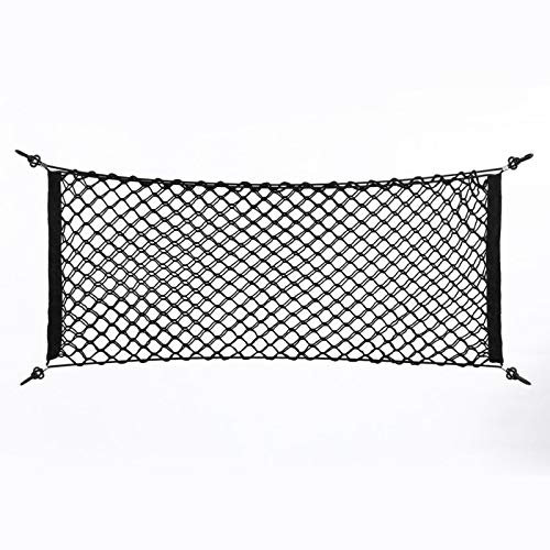 100cm x 40cm Kofferraum Netz,Auto Gepäcknetz,Lagerung Mesh,Auto-Gepäcknetz aus Nylon mit 4 Haken, Anzug für Meisten Arten von Fahrzeugen, 100 x 40 cm Elastisch Kofferraum Aufbewahrung Netz Schwarz