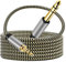 3.5mm to 6.35mm Audio Cable 1m, Gold-Plated Terminal Silver Color Zinc Alloy Housing 3.5mm 1/8 Male TRS to 6.35mm 1/4 Male TRS Nylon Braided Stereo Audio Cable for Cellphone, Amplifiers(1m/3Ft)
