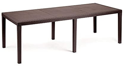 Dmora - Gartentisch Roma, Rechteckiger ausziehbarer EssRegal, ausziehbarer Gartentisch in Rattan-Optik, 100 % Made in Italy, 150/220x90h72 cm, Braun