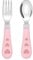 Vicloon Couverts Enfants,2pcs Fourchette et Cuillère Enfant Ensemble Cuillère et Fourchette en Acier Inoxydable pour Enfants Acier Inoxydable 304 + PP