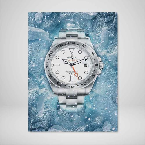 DEVICI Wandbilder – Rolex Oyster Perpetual Snowfall Explorer II – Wandbilder Wohnzimmer, Büro, Bilder Leinwand, Poster & Kunstdrucke, Wanddekoration Wohnzimmer