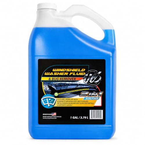 UCS Windshield Washer Fluid 2-in-1 Bug Remover – Ready to Use Formula – Streak-Free Cleaning – Removes Dirt & Road Grime – 1 Gallon (128 fl oz) Methanol-Free