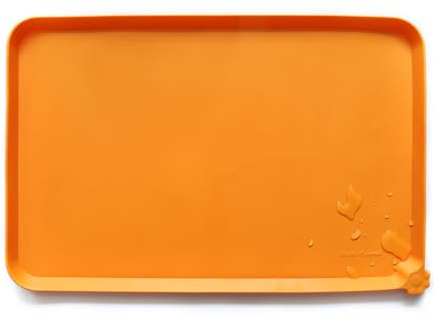 Hoki Found Silicone Non Slip Pet Feeding Mats - Bowl Placemat - Waterproof Dog Cat Food Mats - Orange
