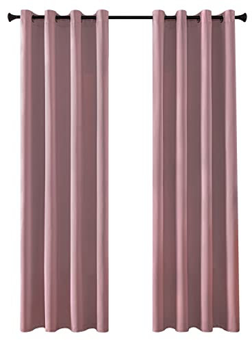 MRTREES Vorhang Blickdicht Gardinen Thermovorhang mit Ösen Verdunklungsvorhang Ösenschal Vorhänge Kurz Modern 228×167cm(H×B) Altrosa 2er Set für Hotels Büros Wohnzimmer Schlafzimmer Kinderzimmer