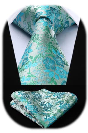 HISDERN Herren Krawatten Taschentuch Party Business Paisley Krawatte & Einstecktuch Set