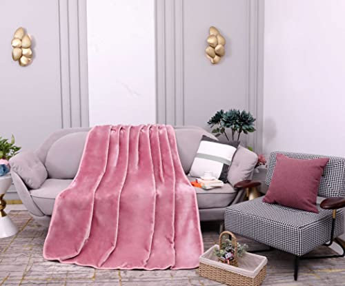 La Maison Soft Faux Velvet Luxury Mink Blanket Super Soft Throw Over Sofa Bed Blanket Large 150cm x 200cm Double (Blush Pink)