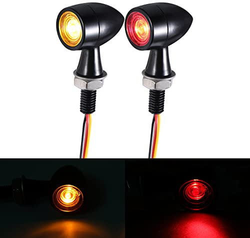 LOKLISUM 2PCS Led Motorrad Blinker E Geprüft 2 in 1 Mini Super Helle Blinker LED Lauflicht Bernstein Universal Kompatibel mit Scooter Quad Cruiser Off Road Cafe Racer mt 125 dirtbike mt-07 atv quad