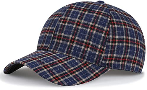 Ciamlir Basecap Herren Rot Karierte Damenhüte Wilde Herren-Baseballmützen Im Freien Verstellbarer Trucker-Hut Sport-Hip-Hop-Hut, Stil 1,56-60 cm