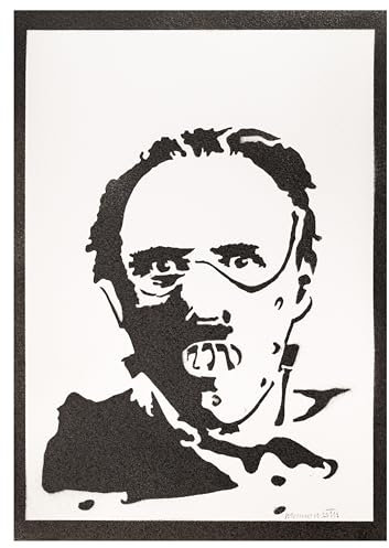 moreno-mata Echtes Handgemachtes Graffiti Hannibal Lecter Horror Filme Aesthetic Poster & Kunstdrucke Anthony Hopkins Plakat Handmade Deko Wandbild Wanddeko Geschenke für Männer und Frauen
