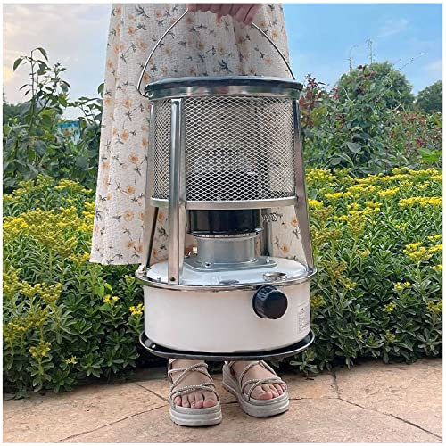 Xrdbfd Petroleum Heizung Mit Docht, 4.6/6L Petroleumofen, Praktische Petroleumheizung, Indoor Outdoor Petroleumkocher Heizer, 360° Rundum Heizung,6Lwhite
