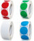 Markierungspunkte,2000 Stück Bunte Klebepunkte auf Rolle, Selbstklebende, Runde Aufkleber perfekt für Kennzeichnung im Büro, Sticker rund 25x25 mm Rot Grün Blau Weiß