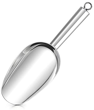 Herogo Ice Scoop, 8oz Stainless Steel Food Sweet Scoop, Metal Flour Scooper for Pet Coffee Candy, Multi-Use for Kitchen, Bar, Wedding, Buffet, Party, Durable & Mirror Finish, Dishwasher Safe