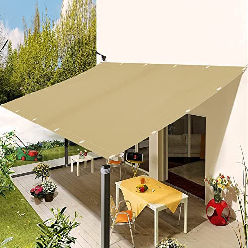 Sonnensegel inkl Befestigungsseile 2.6 x 3.4 m,luftdurchlässig atmungsaktiv wasserdurchlässig, Sonnensegel für Gartenpavillon Sunset,HDPE Sichtschutz Garten, für Garten, Balkon, Camping, Beige