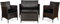 GIANTEX Juego de Muebles para 4 Piezas, Sofás de Ratán para Exteriores con Tapa de Cristal Templado, Cojines para Asientos Incluidos (Negro)