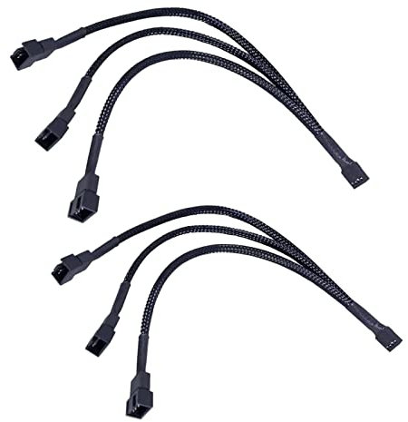 yomgam PWM Fan Splitter Cable 12 Inch 3 Way AC PWM Fan Extension Cable for 4 Pin/3 Pin Computer ATX Case (2 Pack)